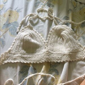 Elegant Cream Crochet Bralette